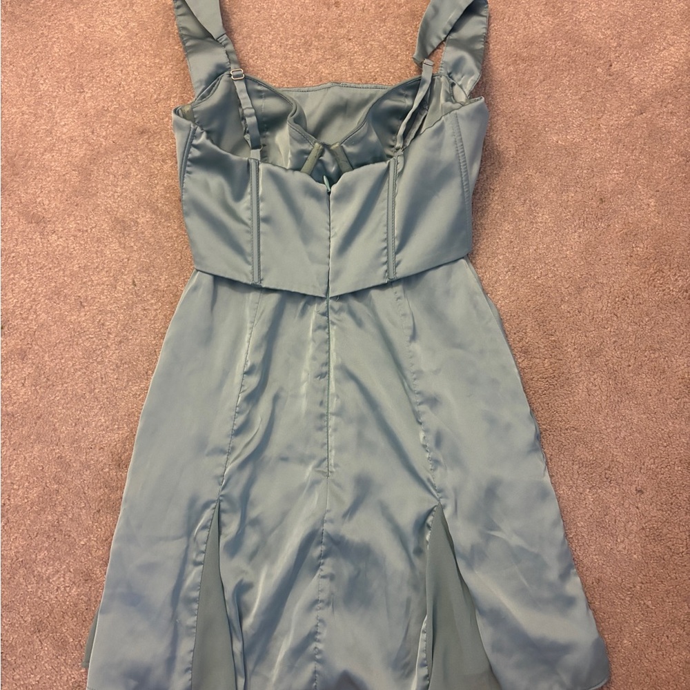 Elegant Blue Satin Dress